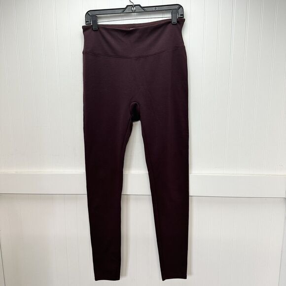 Spanx Leggings Womens XL Red Hot Assets Purple Wine Ponte Pull On Pants Slimming - Picture 1 of 14